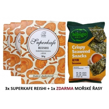 3x REISHI SUPERKAFE 50 G +1x ZDARMA MOŘSKÉ ŘASY PRAŽENÉ 5 G